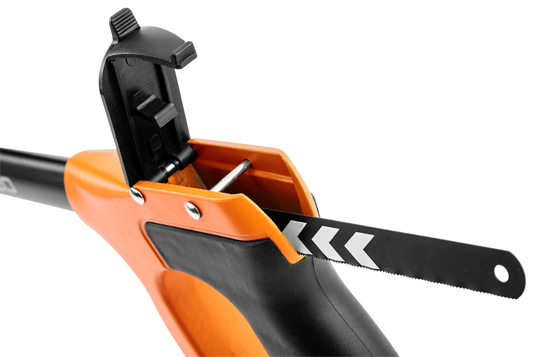 Piła do metalu heavy duty 300 mm z pojemnikiem na brzeszczoty, aluminium, dwukomponentowy uchwyt - obrazek 9